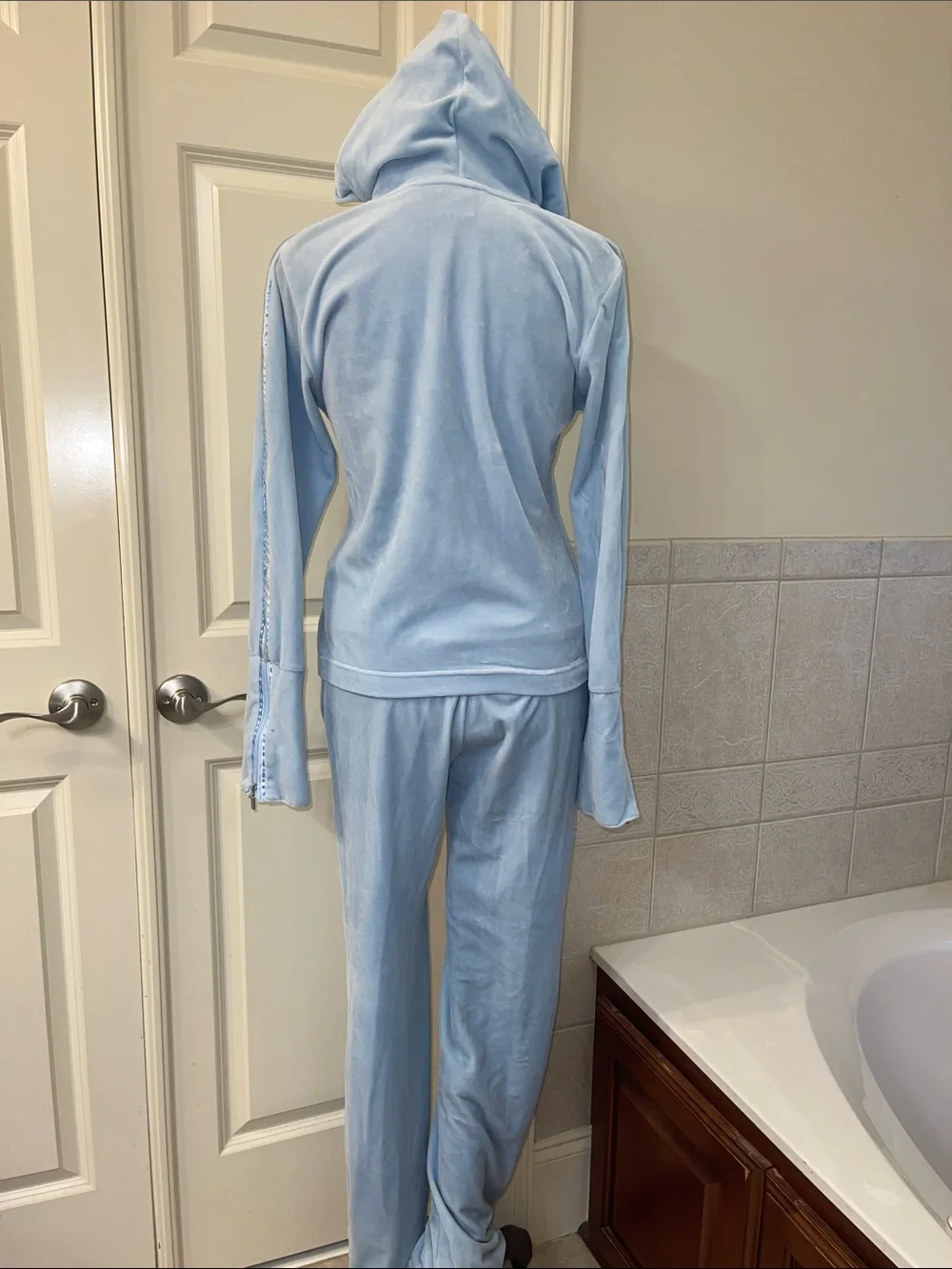 Nike baby blue velour track suit